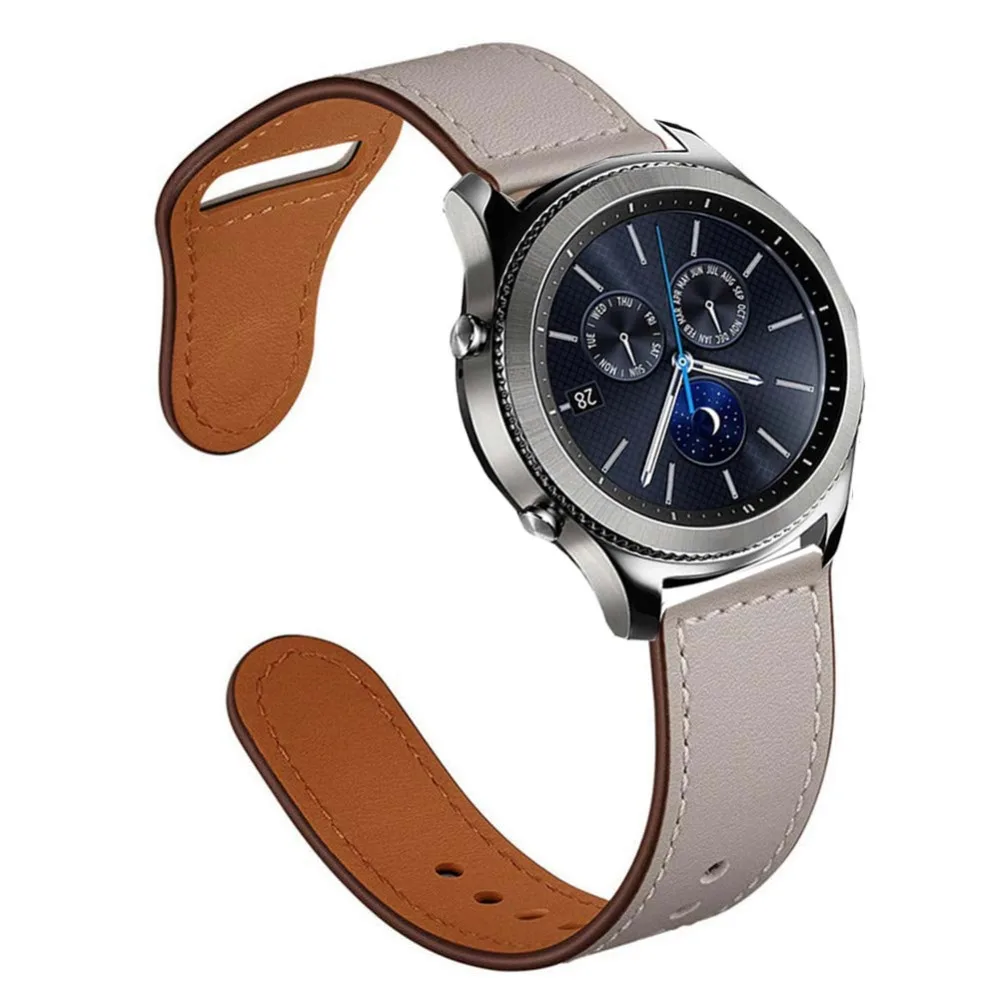 Ремешок из натуральной кожи для samsung galaxy watch 46 мм 42 мм s3 s2 gear sport huawei watch GT Ticwatch zenwatch 1 2 ремешок для браслета