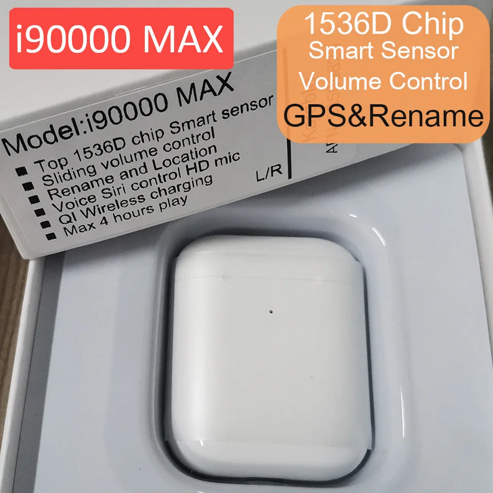 Rename i90000 MAX Tws gps беспроводные Bluetooth наушники скользящий регулятор громкости Смарт сенсор 8D супер бас наушники PK i9000 i50000 TWS