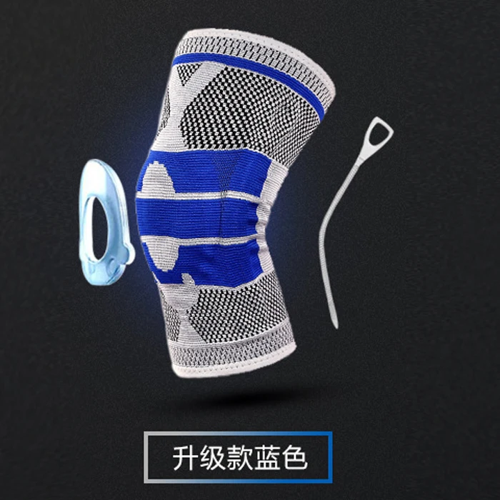 Blue kneepad 1pcs Elastic Spring Knee Brace Support Silicone Padded Knee Pads at Arthritis Patella Protector Volleyball Sports Kneepads - Цвет: Blue kneepad