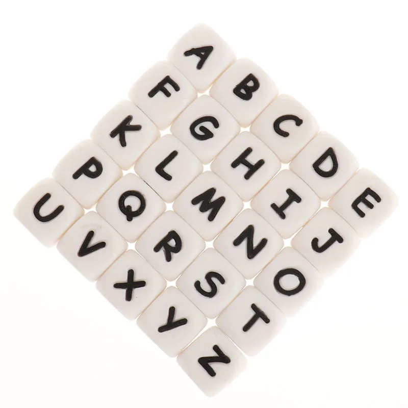 Let's Make 12mm 10pcs Letters Baby Teether Silicone Beads Food Grade Silicone Teething Toys And DIY Crafts Baby Nursing Products