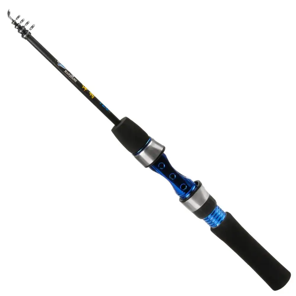 Sougayilang 120cm Carbon Fiber Ice Fishing Rod Mini Pole Portable Shrimp Winter Fishing Rod With Fishing Reel Fishing Tackle - Цвет: Синий