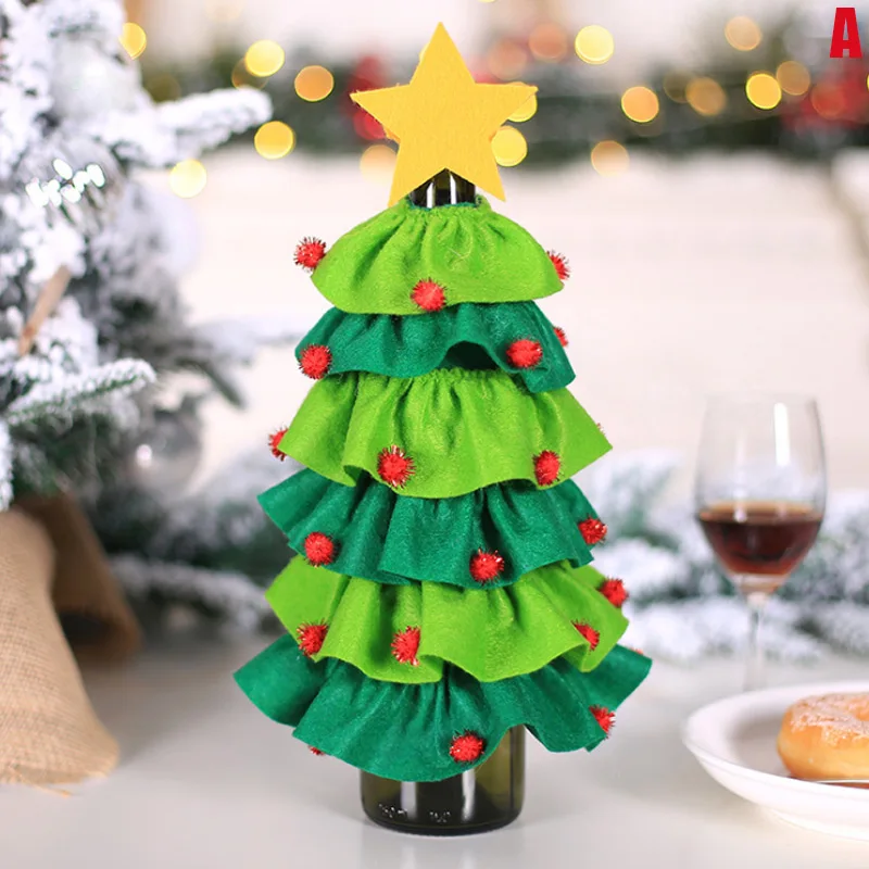 Christmas Wine Bottle Covers Dress Skirt Christmas Dining Table Set Bottle Decoration TB Sale