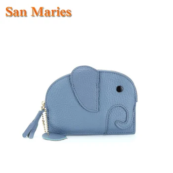 

San Maries Kawaii Fashion Girls Mini Coin Purse Lovely Cute Cartoon Pouch Women Wallet Soft Cowhide Leather Elephant Money bag
