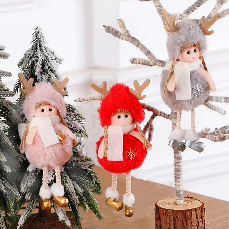 

2020 New Year Gift Latest Christmas Cute Silk Plush Angel Dolls Xmas Tree Pendant Noel Christmas Decoration for Home 2019 Deco