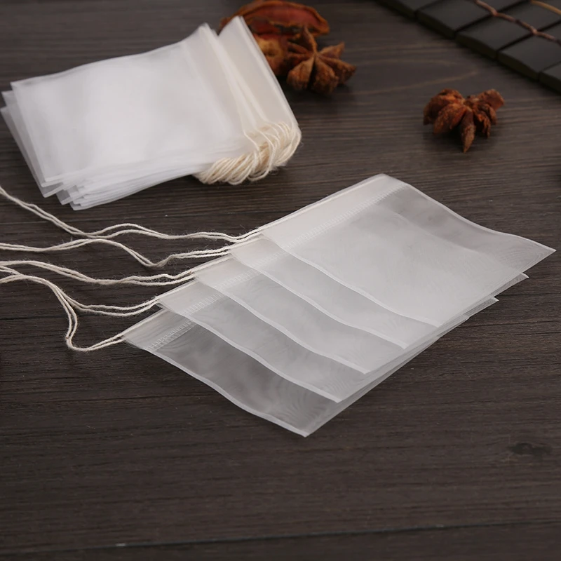 Transparent Nylon Teabags Empty Tea Bags Disposable Nylon Tea Bags with String Heal Seal Filter Bag for Spice Herb Loose disposable tea bags disposable tea filter bags