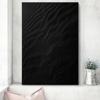 

Modern Home Decor Black Sea Wave Ripple Poster And Prints Canvas Wall Art Painting Minimalist Abstract Picture For Living Room