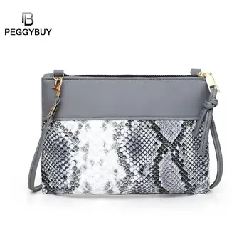 

Fashion Ladies Snake Print Shoulder Messenger Handbags Snake Print Crossbody Handbag Women Leather Splicing Shoulder Bag