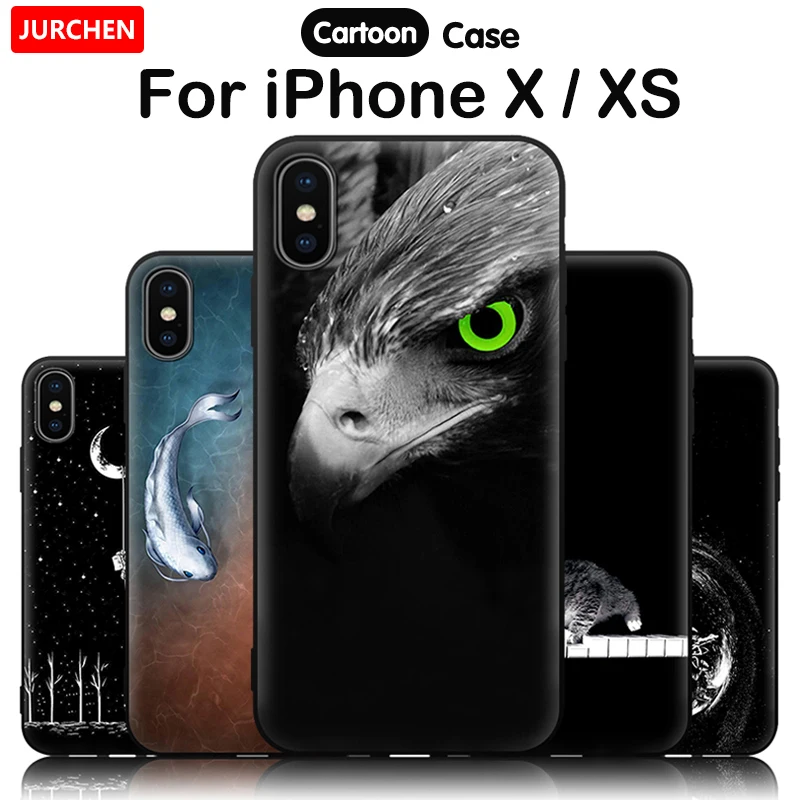 Custodia Per Telefono Jurchen Per Iphone X Custodia Cute Fashion Cartoon Animal Pattern Per Iphone Xs Iphone X S Cover Posteriore Opaca In Silicone Tp