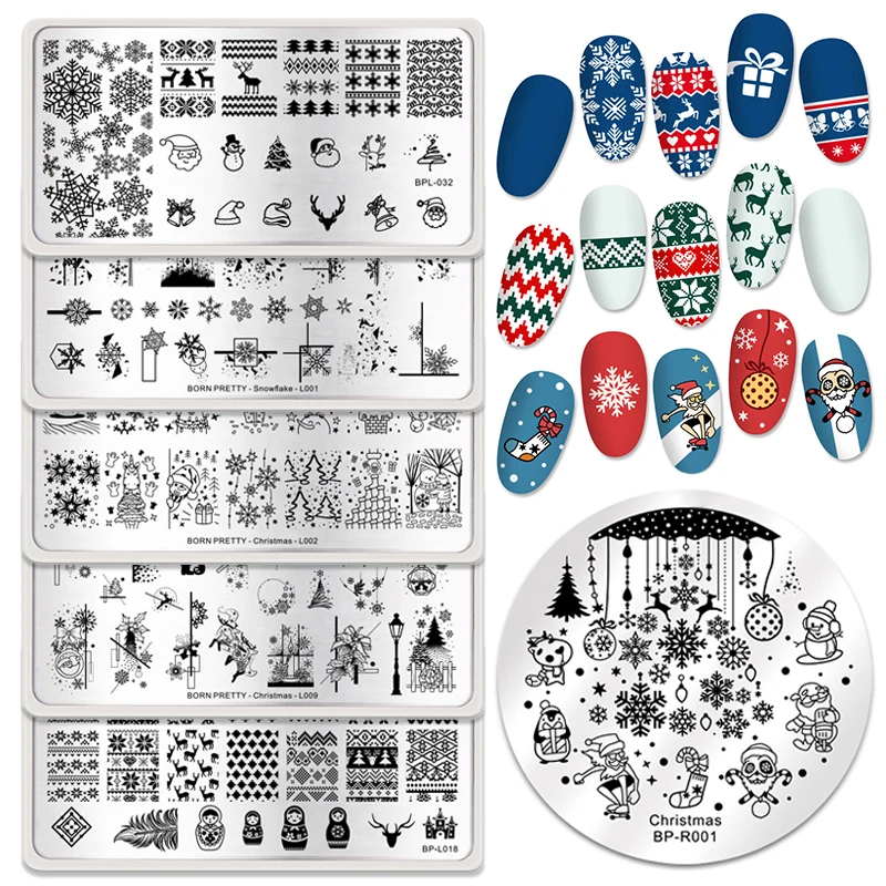 

BORN PRETTY Christmas Design Stamping Plates Nail Art Image Plate Printing Stencil Tools Stamp Template Stainless Steel Plate