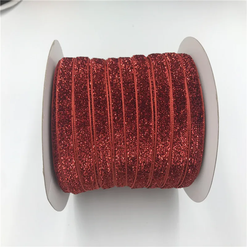 25mm 25yards 25 мм бархатный пояс Флокированная цветная Блестящая лента для украшения свадебной комнаты DIY занавес шапки с кружевами сценический костюм галстук-бабочка 25 ярдов - Цвет: 25mm 25yards