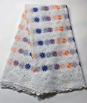 

African 100% Cotton Lace Fabric Latest Holes Lace Swiss Voile Lace In Switzerland With Stones For Men Women