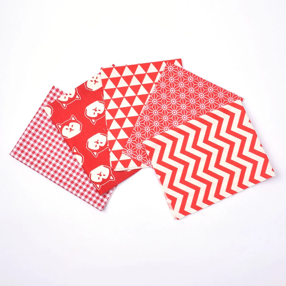 

DIY 5pcs/lots 20x25cm Red Mix Pattern lattice 100%Cotton Pur-cut Patchwork Fabric Bundle Sewing Quilting Crafts for Handmade