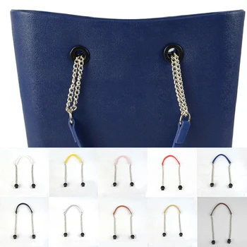 

Totes Bag Strap Handles Removable 1 Pair Obag Handle Silver Chain Handbag Chain Long Double Chain PU Leather Belts Strap New DIY