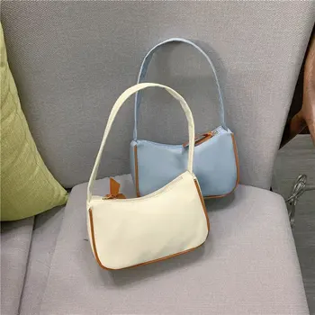 

2020 Popular New PU Small Bag Female Fashion Handbag Versatile Contrast Color Shoulder Armpit Package INS Fashion Baguet