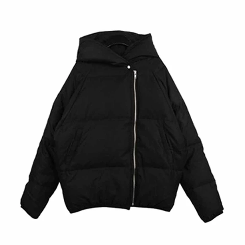 Najtaniej Kobiety jednolity, gruby ciepły płaszcz z kapturem moda koreański styl jesień kurtka zimowa słodkie ubrania wyściełane bawełną S 3XL dół kurtki