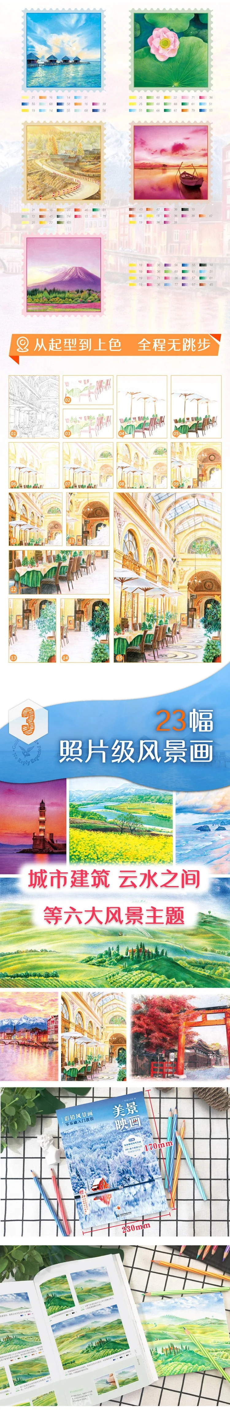 Pemandangan Yang Indah Mewarnai Buku Warna Pensil Landscape Lukisan Menggambar Art Book Nol Dasar Buku Tutorial