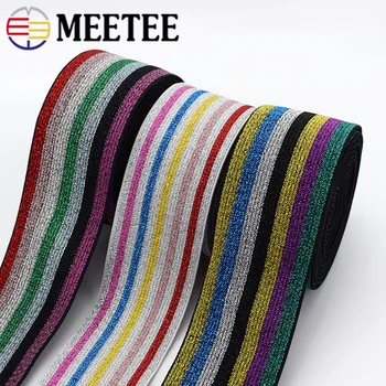 

Meetee 4M 4cm Colorful Soft Striped Elastic Rubber Band DIY Sewing Pants Waist Cotton Elastic webbing Clothing Accessory KY663