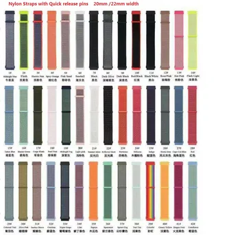 

50pcs.new Nylon Straps with Quick release pins 20MM.22MM. 42 colors.Nylon Loop Strap Sport Watch Band