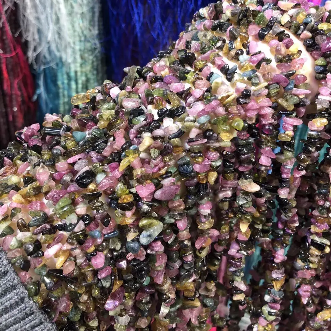 

Natural Stone Beaded Irregular Tourmaline Gravel Loose Beads for Jewelry Making Necklace DIY Bracelet Accessories 36cm
