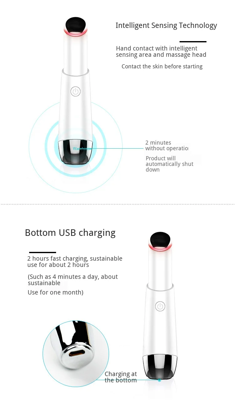 Средство для устранения морщин и ионтофореза, инструмент для красоты глаз, импортное устройство, микровибрационный массаж, Интеллектуальный Электрический массажер для глаз