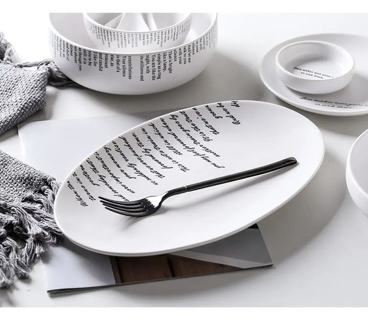 Скандинавские английские буквы керамическая матовая посуда тарелка для дома рисовая тарелка Западная пищевая тарелка Рыбная тарелка