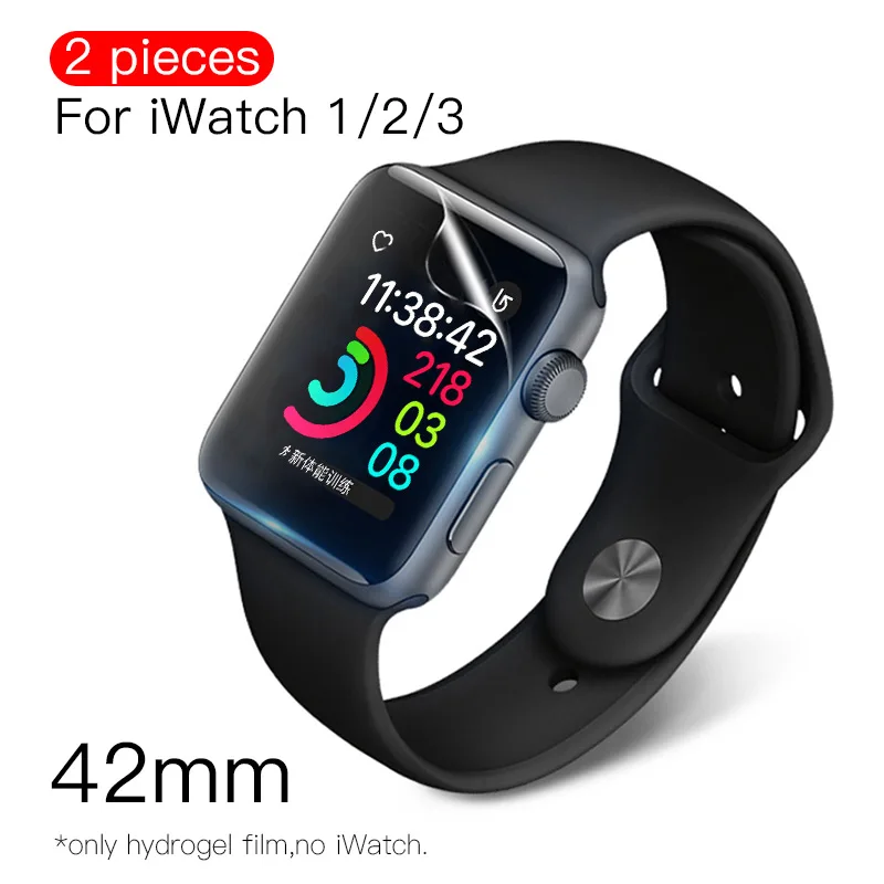Наручных часов iWatch, 4 3 гидрогель пленка полный Экран протектор Стекло для наручных часов Apple Watch, на возраст 1, 2, 3, 4, закаленная пленка HD изогнутый край Стекло, 38, 42 мм, версия - Цвет: 42mm For iWatch 123