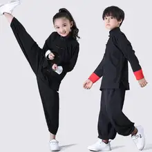Novo wushu traje crianças estilo tradicional chinês vestuário desempenho tai chi kung fu uniformes meninas meninos palco conjunto de desempenho