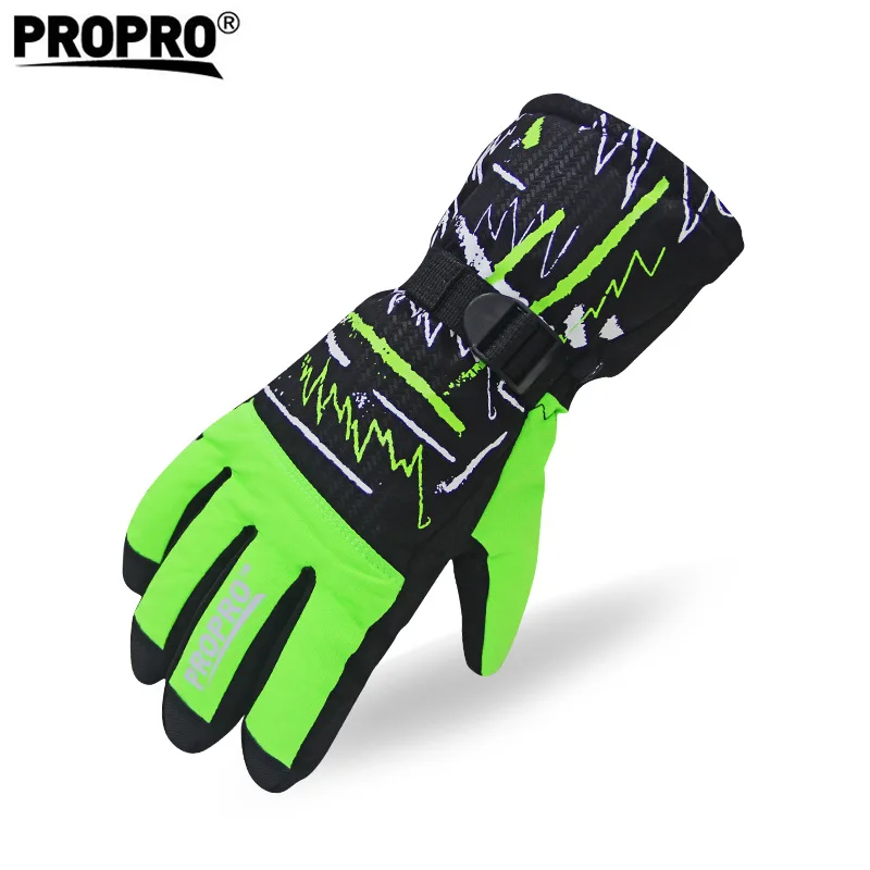 Лыжные перчатки PROPRO, ветрозащитные водоотталкивающие перчатки для сноуборда, для катания на лыжах и сноуборде, для спорта на открытом воздухе, теплые зимние перчатки - Цвет: Green