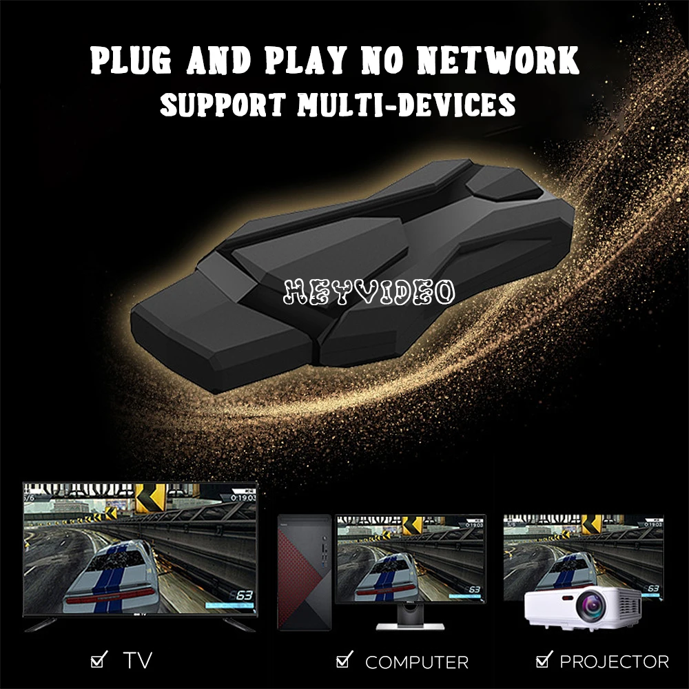 Wireless Video Game Console 4K Game Stick HD Display on TV Projector Monitor Classic Retro 6800 +Games Double Controller Player