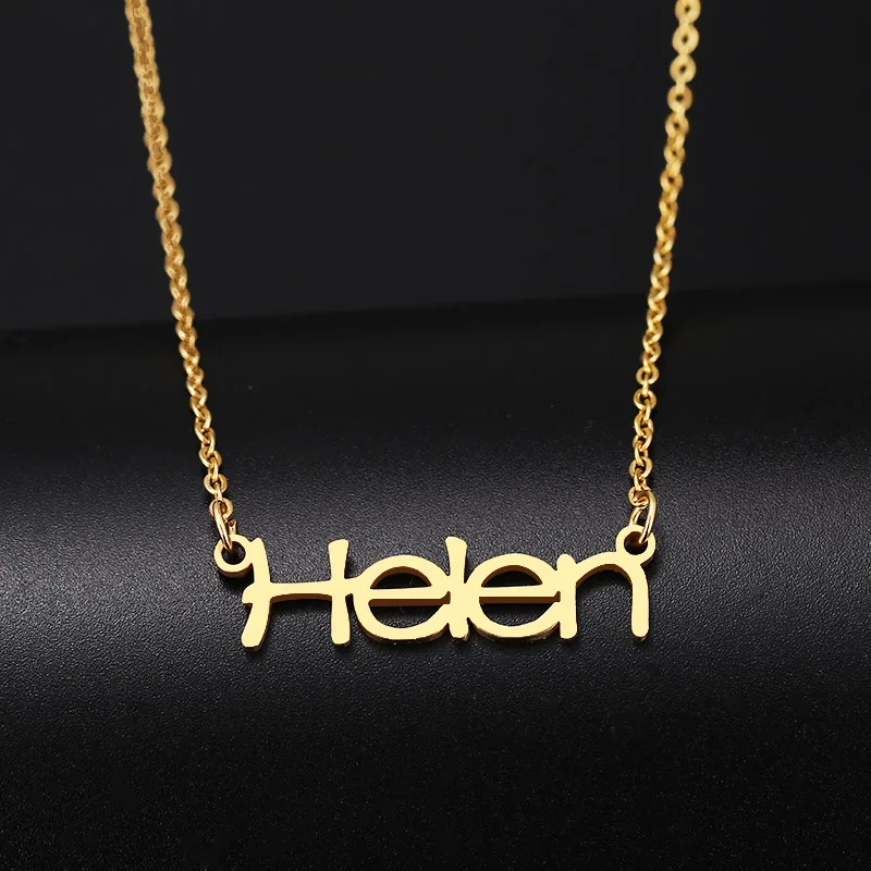 Gold Индивидуальная именная табличка, золотое ожерелье, индивидуальная именная табличка, персонализированные подарки, ювелирные изделия из нержавеющей стали Z10 - Окраска металла: Gold