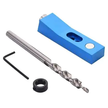 

Woodworking Pocket Hole Puncher Jig Kit Angle Drill Guide Set Locator Drill Bit Set for DIY Carpentry Tools 831F