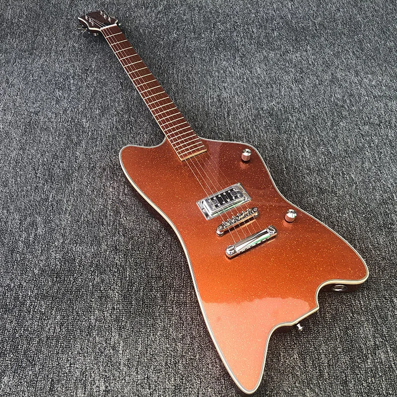 

High quality electric guitar,with Metallic orange gold dust paint,on all parts front and back including fretboard Single Korean