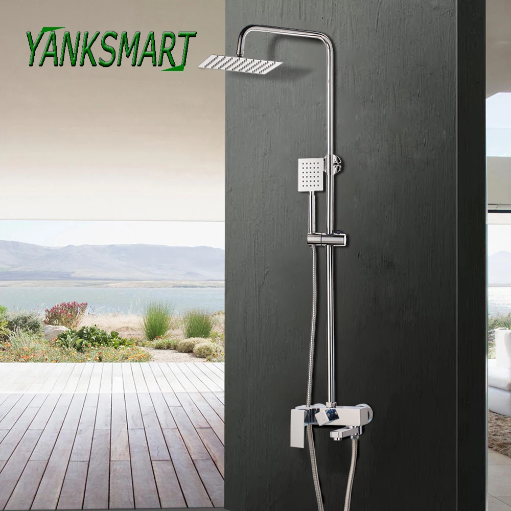 Насадка для душа YANKSMART 8 дюймов комплект душевой смеситель хромированная