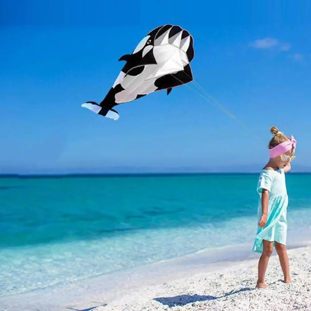 

Huge Dolphin Kite For Kids, 3D Kite Breeze Breeze Huge Giant Dolphin Frameless Soft Parafoil (1.2m by 2.1m, Black)