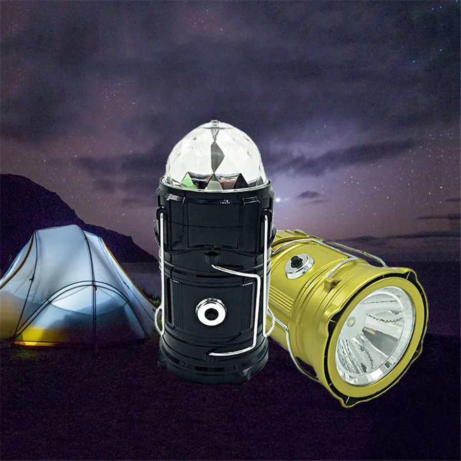 

Solar Powered LED Flashlight Portable Stage Light Retractable Flame Effect Lantern Lamp Outdoor Camping Tent Light