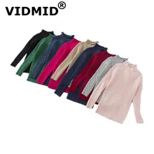 VIDMID/Зимний хлопковый свитер для маленьких девочек; Осенняя детская одежда для мальчиков; пуловер; вязаный однотонный Детский свитер; 7050