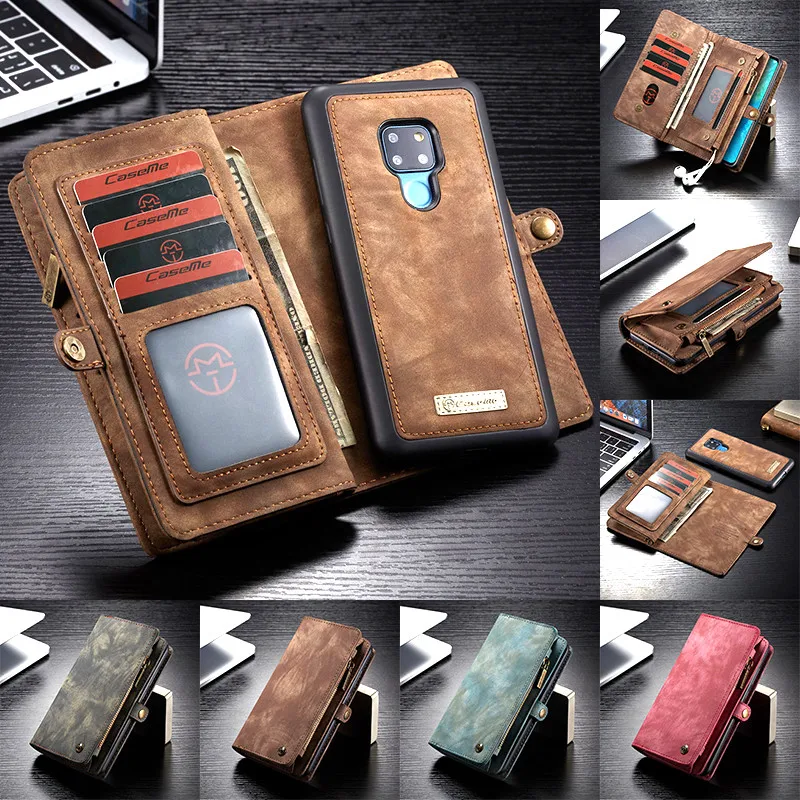 

CaseMe Genuine Leather Case for Huawei Mate 20 Pro Coque Zipper Wallet Flip Phone Cover for Huawei Mate 20 P30 P20 Lite Fundas