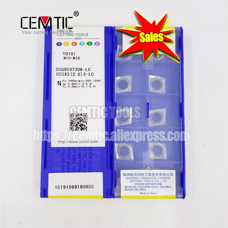 

ZCC CCGX09T308-LC/CCGX09T308-LH YD101 вставки из карбида ЧПУ 50 шт./лот для обработки медных и алюминиевых деталей