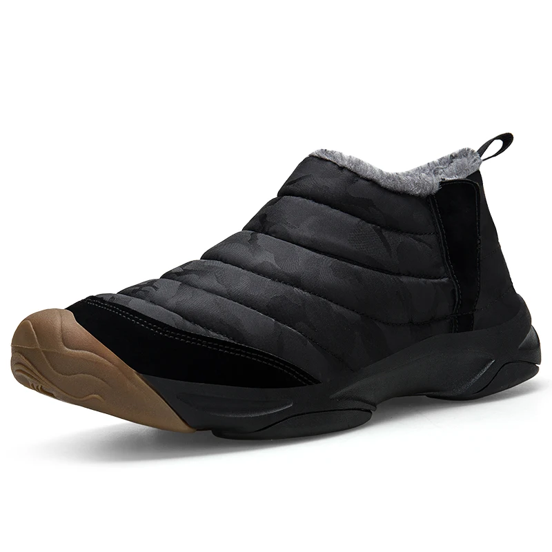 MWSC/зимние уличные водонепроницаемые ботинки для мужчин и женщин; Теплые ботильоны с меховой подкладкой; Мужская Нескользящая зимняя обувь; камуфляжные ботинки - Цвет: Black