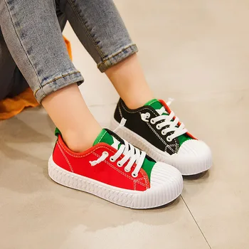 

Autumn Children Patchwork Casual Canvas Shoes Boys Girls Shoes Fashion Sneakers Outdoor Sports Shoes For Kids Size 26-37