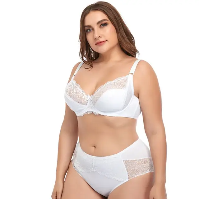 Women's Plus Size Lace Bra Panty Underwear Set Comfortable, 41% OFF