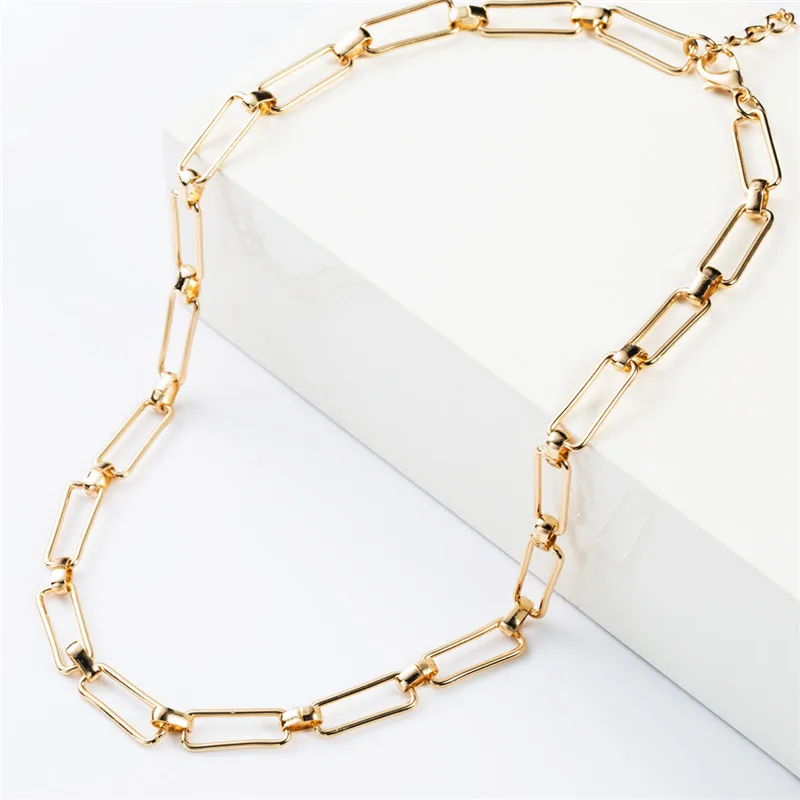 

Pauli Manfi 2019 Fashion Necklace European Exaggerated Simple Square Metal Chain Women's Personality Popular Necklace