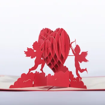 

10 PCS Wholesale Cupid 3D Pop-Up Cards for Valentine's Day Wedding laser cut invitations Greeting Card Anniversary Gifts Card