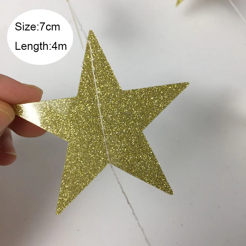 gold star 4 м яркие золотые синие бумажные гирлянды, гирлянды со звездами, баннеры для мальчиков, вечерние баннеры для свадьбы, украшения для дома на стену - Цвет: gold star