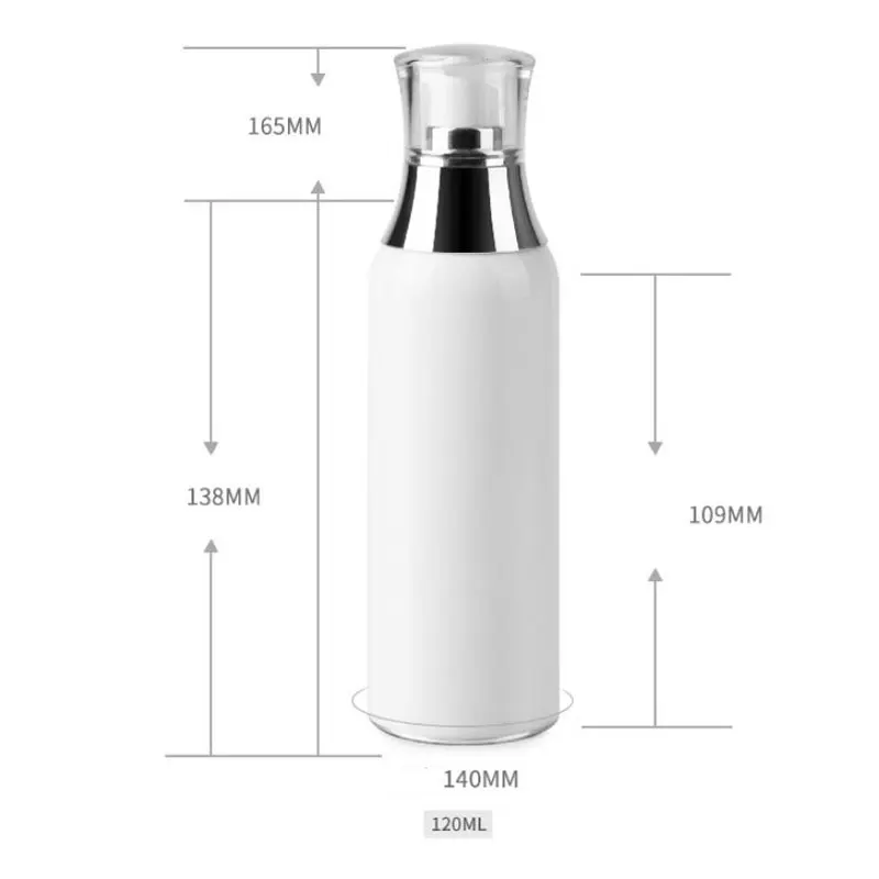 120ml High Quality Vacuum Pump Bottle Column Makeup Tool White Acrylic Lotion Bottle Refillable Emulsion Travel Container 12pcs