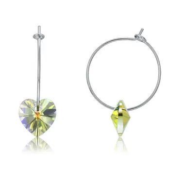 

925 Sterling Silver Hoop Earrings LEKANI Heart Earrings With Crystals From Swarovski for Women Fine Jewelry Party Wedding