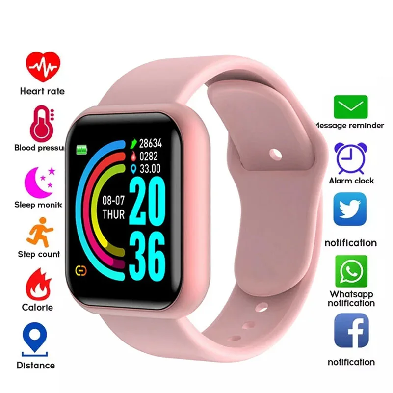 Y68 Smart Watch Blood Pressure Monitor Clock Waterproof Fitness Bracelet Digital Electronic for Android IOS | Электроника