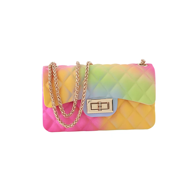  Fashion Women Jelly Shoulder Bag PVC Messenger Bag Chain Handbag Crossbody Bags - 4000130749450