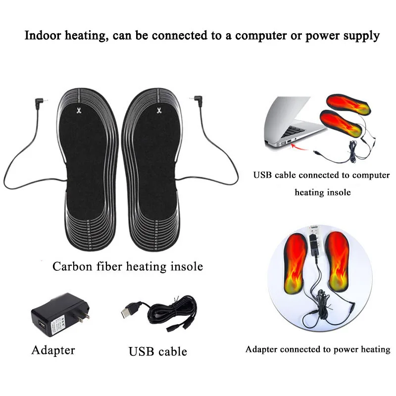 1 пара, электрические USB стельки с подогревом, зимняя домашняя теплая обувь 40-45 ℃, теплые стельки для ног, теплые стельки для спорта на открытом воздухе, лыж