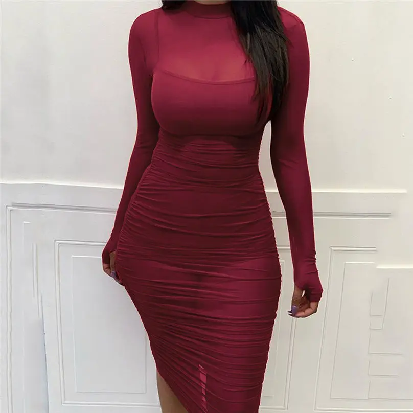 3pc New Fashion Women Set Solid Color Sexy Mesh Slim Casual Night Club Party Dress + Vest + Shorts Suit Set 4O21 (30)